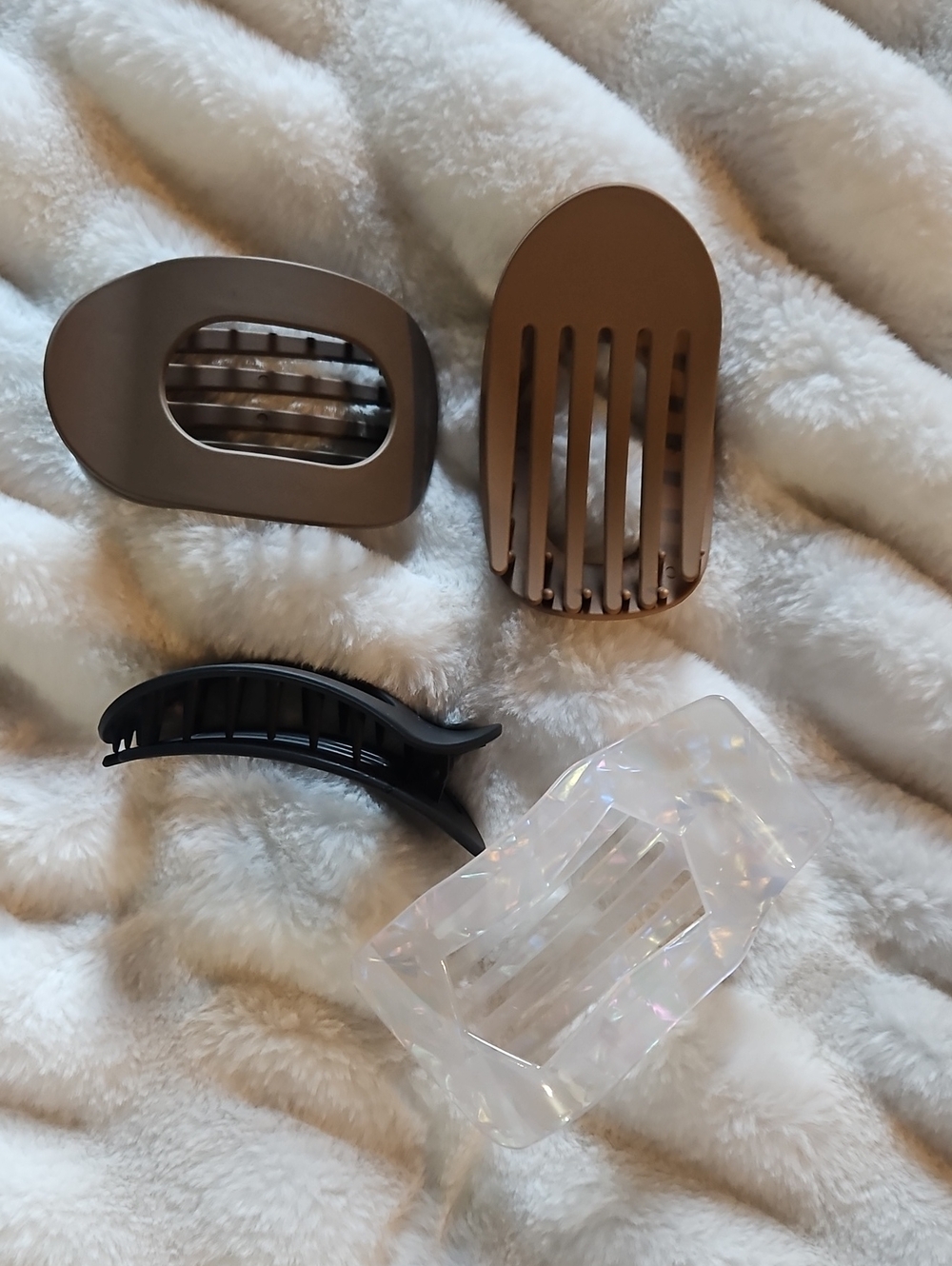 Women's Hair Claw Flat Clip Set - Brown, Black & Clear